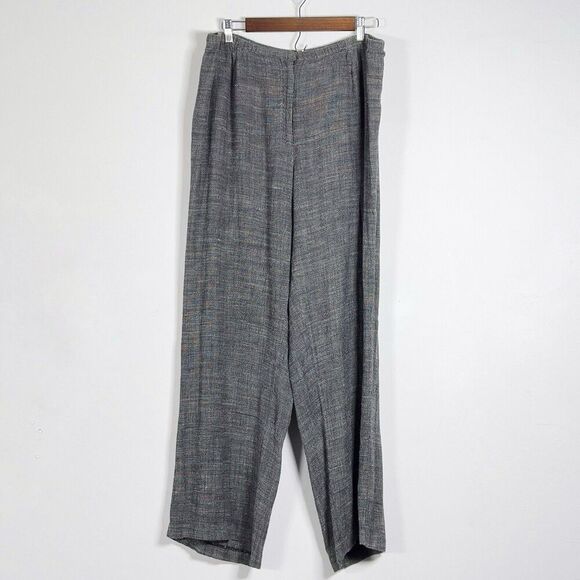 Eileen Fisher Pants - Eileen Fisher Linen Blend Pants Sz 3X Gray Elastic Waist Wide Leg High Rise